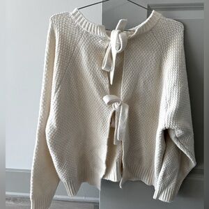 Lulus Beige Fall Sweater - Bows Tie in Back - Size Medium
